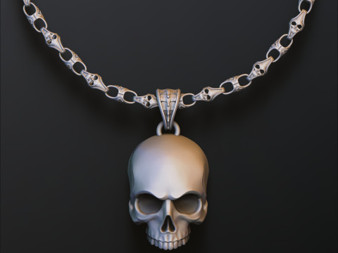 Collection d'ensembles de pendentifs chaîne tête de mort Modèles 3D en vedette