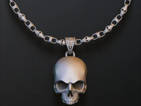 Totenkopf-Kettenanh&auml;nger-Set-Kollektion 3D Druckmodell