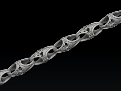 スカル チェーン ペンダント セット コレクション 3Dプリントモデル