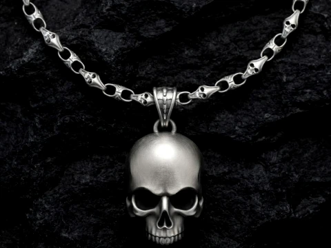 Skull Chain Pendant Set Collection 3D Print Model