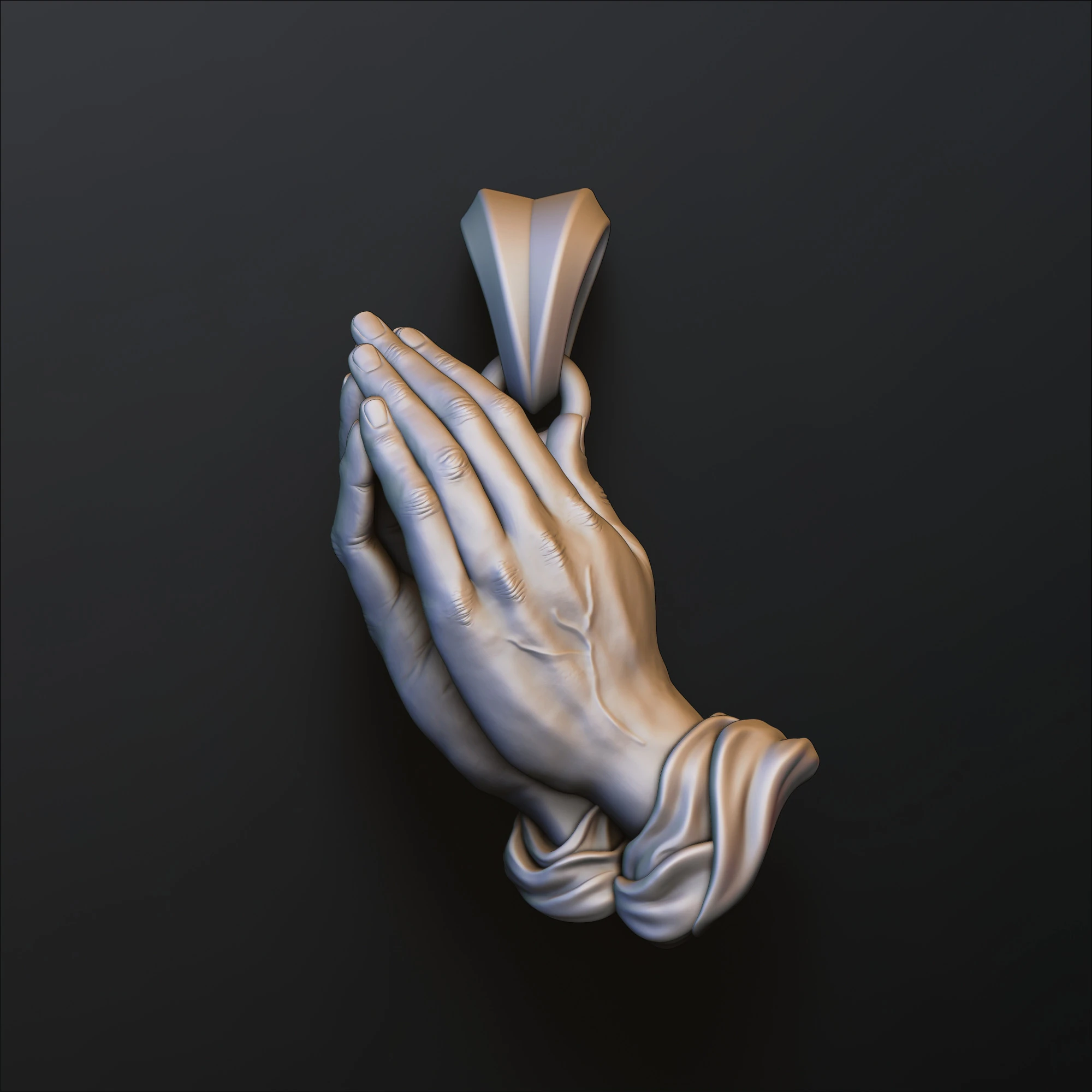 Praying Hands Pendant v2 3D print model 3D Print Model .c4d .max .obj .3ds .fbx .stl .blend 