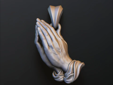 祈りの手ペンダント v2 3D プリント モデル 3Dプリントモデル
