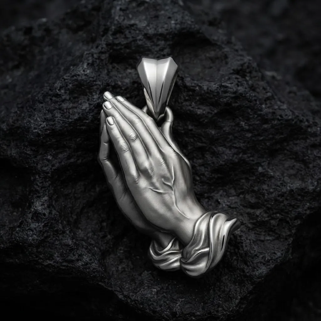 Praying Hands Pendant v2 3D print model 3D Print Model .c4d .max .obj .3ds .fbx .stl .blend 