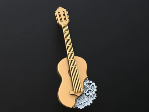 Гитара с подвеской Gears 3D модель для печати 3D Принт Модель