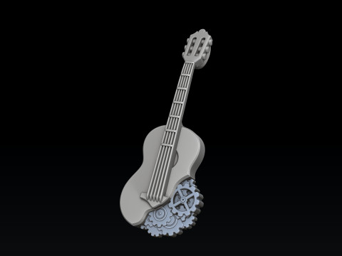 Modello di stampa 3D con pendente per chitarra con ingranaggi Modello di stampa 3D