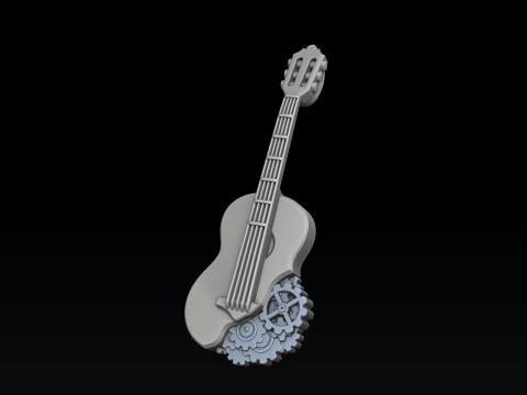 Guitarra com pingente de engrenagens Modelo de impress&atilde;o 3D Modelo de Impressão 3D
