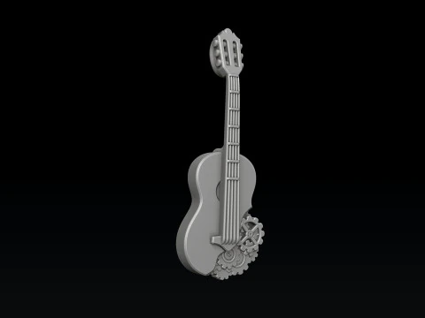 Guitarra com pingente de engrenagens Modelo de impress&atilde;o 3D Modelo de Impressão 3D