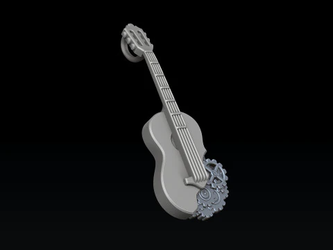 Guitarra com pingente de engrenagens Modelo de impress&atilde;o 3D Modelo de Impressão 3D