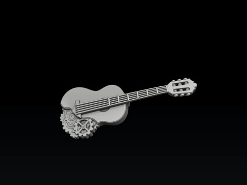 Guitarra com pingente de engrenagens Modelo de impress&atilde;o 3D Modelo de Impressão 3D