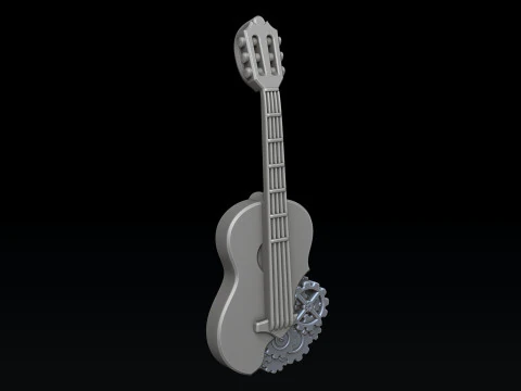 Guitarra com pingente de engrenagens Modelo de impress&atilde;o 3D Modelo de Impressão 3D