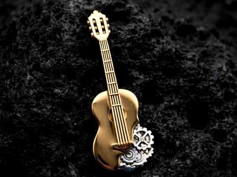 Guitar With Gears Pendant 3D print model 3D Print Model