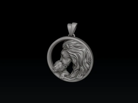 ライオンとカブのペンダント 3D プリントモデル 3Dプリントモデル