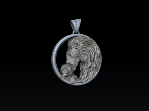 ライオンとカブのペンダント 3D プリントモデル 3Dプリントモデル
