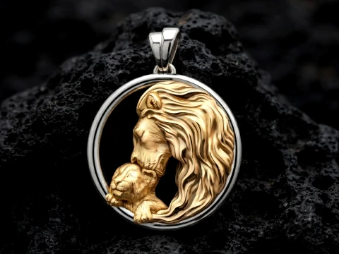 Lion With Cub Pendant 3D print model 3D Print Model