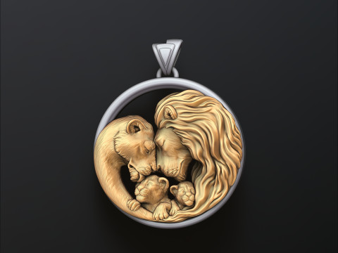 Zawieszka Lions Family v2 Model do druku 3D Model do druku 3D Model do druku 3D