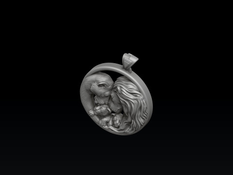 Ciondolo della famiglia Lions v2 Modello di stampa 3D Modello di stampa 3D Modello di stampa 3D