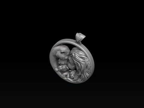 Ciondolo della famiglia Lions v2 Modello di stampa 3D Modello di stampa 3D Modello di stampa 3D