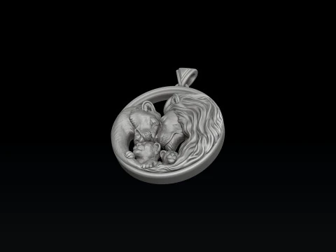 Ciondolo della famiglia Lions v2 Modello di stampa 3D Modello di stampa 3D Modello di stampa 3D