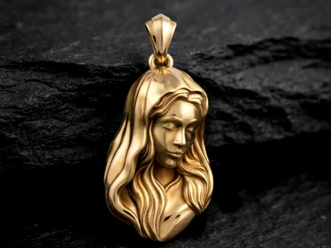 Holy Mary Head Pendant v1 3D print model 3D Print Model