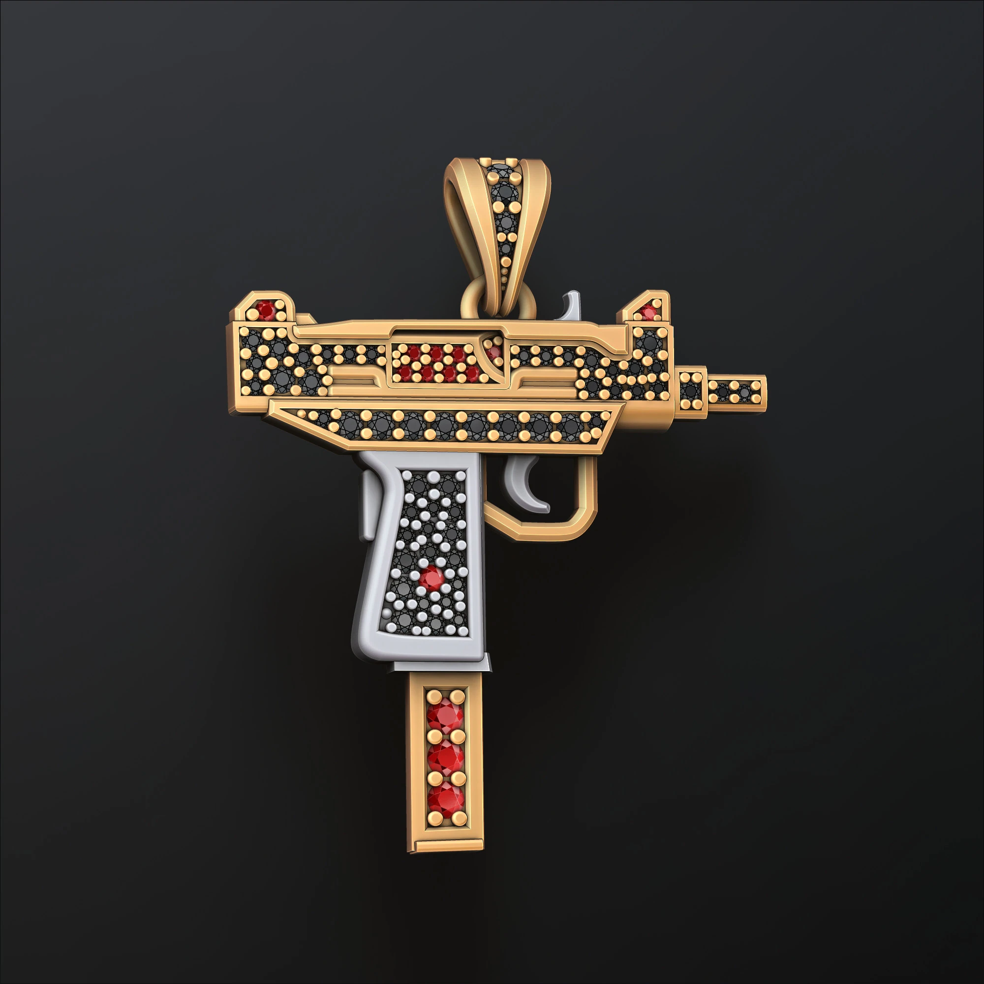 Pingente estilizado Gan v5 com gemas Modelo de impress&atilde;o 3D Modelo de Impressão 3D .c4d .max .obj .3ds .fbx .stl .blend 