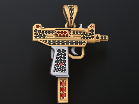 Liontin Gen Micro Uzi dengan model cetak Permata 3D Model Cetak 3D