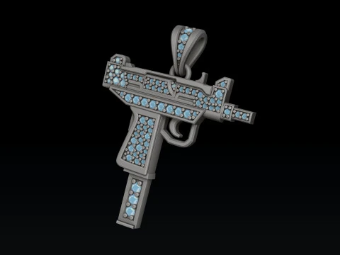 Pingente estilizado Gan v5 com gemas Modelo de impress&atilde;o 3D Modelo de Impressão 3D