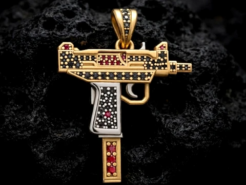 Stylized Gan v5 Pendant with Gems 3D print model 3D Print Model
