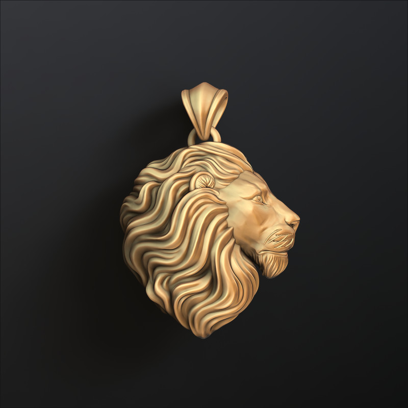横顔のライオン ヘッド ペンダント 3D プリント モデル 3Dプリントモデル .c4d .max .obj .3ds .fbx .stl .blend