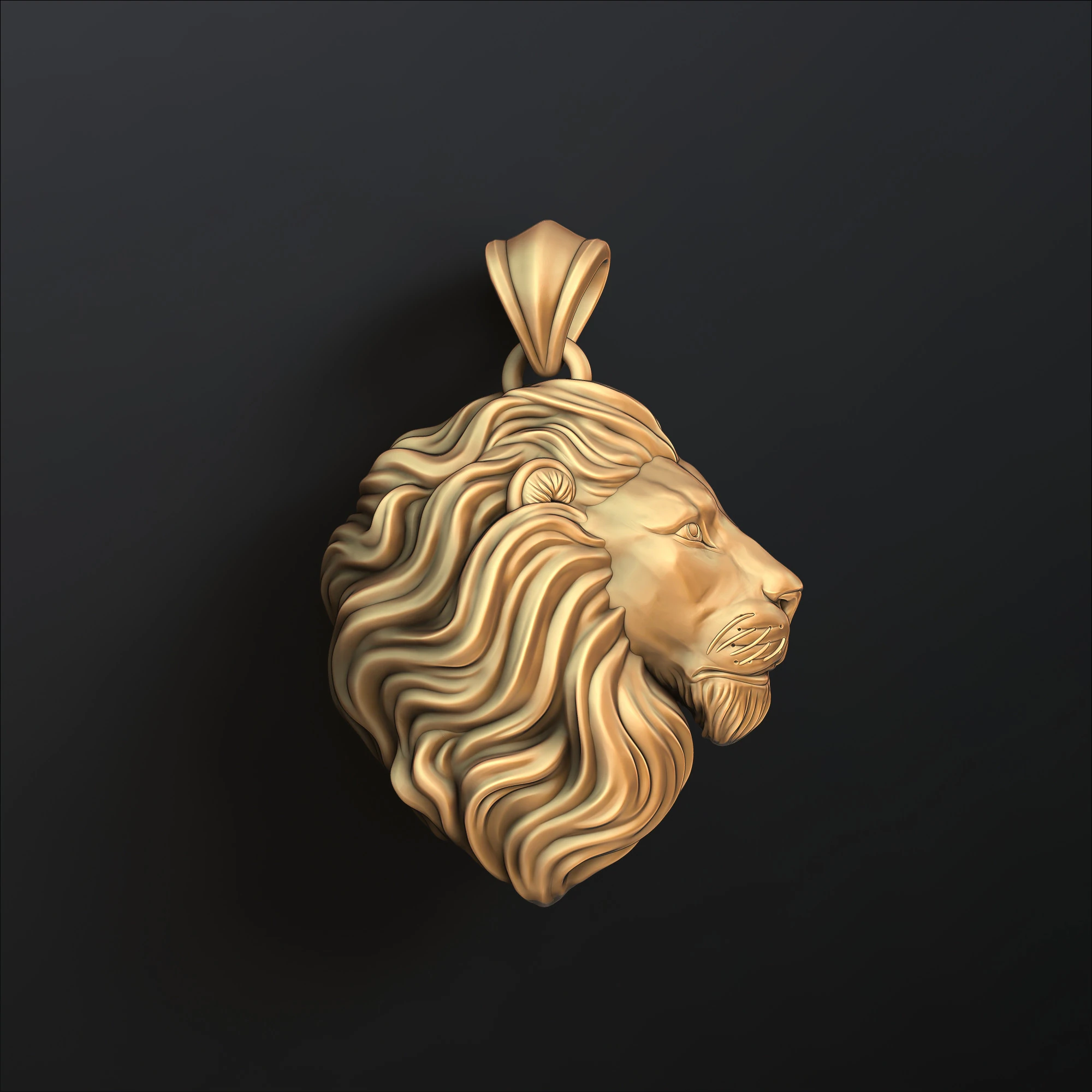 Lion Head Pendant in Side Profile 3D print model 3D Print Model .c4d .max .obj .3ds .fbx .stl .blend 