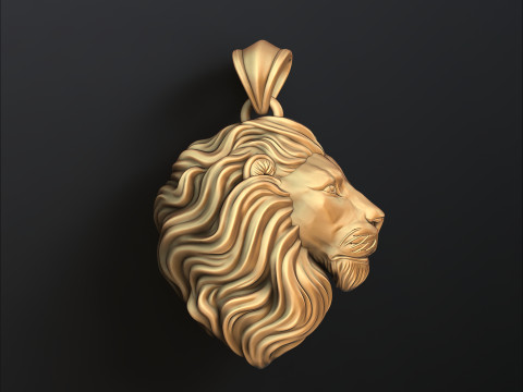 L&ouml;wenkopf-Anh&auml;nger im Seitenprofil, 3D-Druckmodell 3D Druckmodell