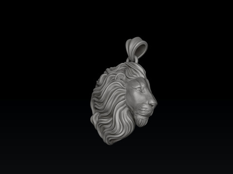 横顔のライオン ヘッド ペンダント 3D プリント モデル 3Dプリントモデル