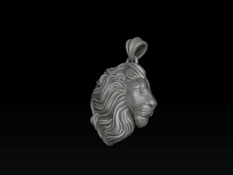Lion Head Pendant in Side Profile 3D print model 3D Print Model