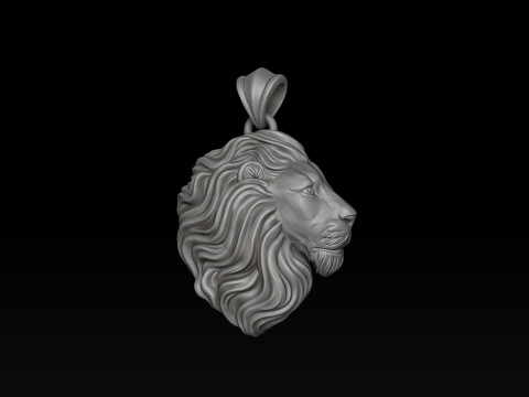 横顔のライオン ヘッド ペンダント 3D プリント モデル 3Dプリントモデル