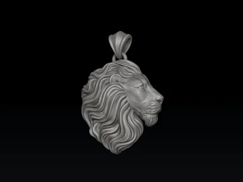 Lion Head Pendant in Side Profile 3D print model 3D Print Model