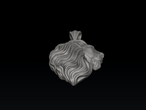 横顔のライオン ヘッド ペンダント 3D プリント モデル 3Dプリントモデル