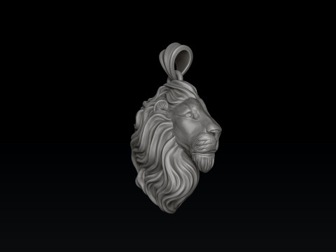 横顔のライオン ヘッド ペンダント 3D プリント モデル 3Dプリントモデル
