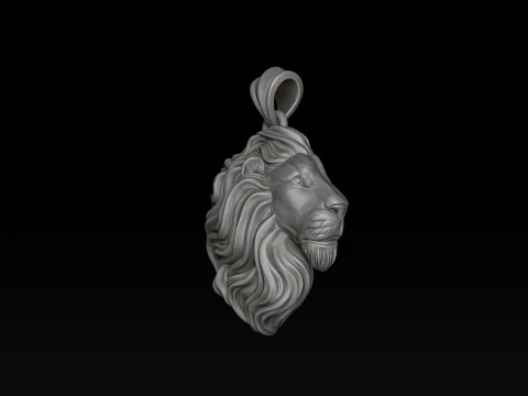 Lion Head Pendant in Side Profile 3D print model 3D Print Model