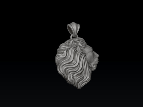 横顔のライオン ヘッド ペンダント 3D プリント モデル 3Dプリントモデル