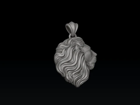 Lion Head Pendant in Side Profile 3D print model 3D Print Model