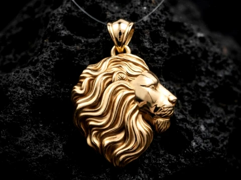 Lion Head Pendant in Side Profile 3D print model 3D Print Model