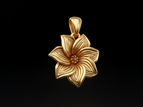 Design elegante con ciondolo a forma di fiore con gioielli floreali Modello di stampa 3D gratuito Modello di stampa 3D
