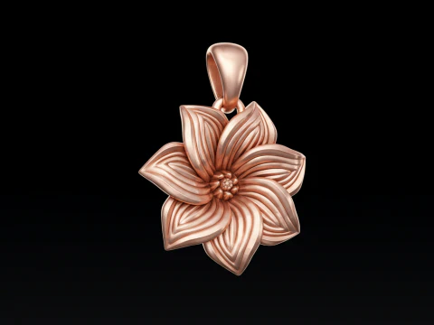 Design elegante con ciondolo a forma di fiore con gioielli floreali Modello di stampa 3D gratuito Modello di stampa 3D