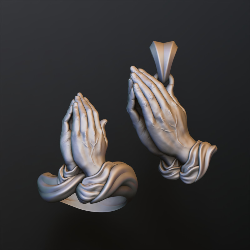 기도하는 손 반지 펜던트 v2 컬렉션 팩 3D 프린트 모델 .c4d .max .obj .3ds .fbx .stl .blend 