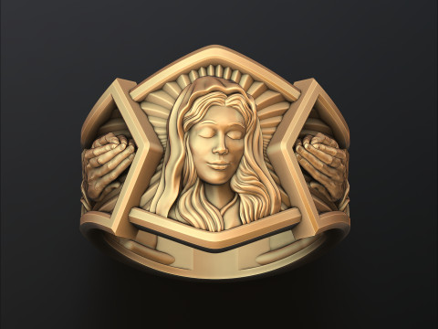 Model do druku 3D z głową Najświętszej Marii Panny i modlącymi się rękami Model do druku 3D