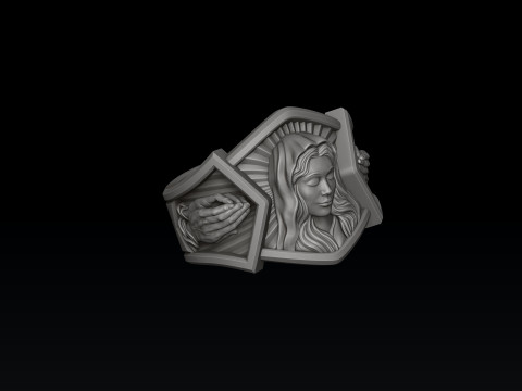 Anel de m&atilde;os em ora&ccedil;&atilde;o com cabe&ccedil;a de Santa Maria Modelo de impress&atilde;o 3D Modelo de Impressão 3D