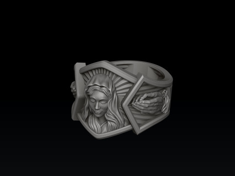 Anel de m&atilde;os em ora&ccedil;&atilde;o com cabe&ccedil;a de Santa Maria Modelo de impress&atilde;o 3D Modelo de Impressão 3D