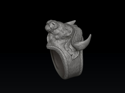 Modello di stampa 3D dell'anello di bufalo africano Modello di stampa 3D