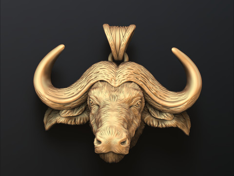 Modello di stampa 3D con ciondolo bufalo africano Modello di stampa 3D