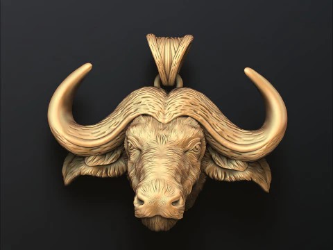 Afrikanisches B&uuml;ffel-Anh&auml;nger-3D-Druckmodell 3D Druckmodell