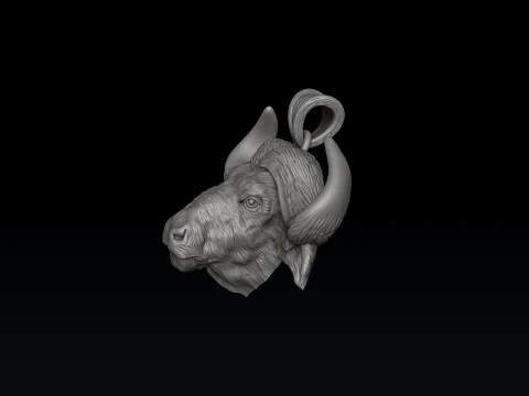 Modello di stampa 3D con ciondolo bufalo africano Modello di stampa 3D